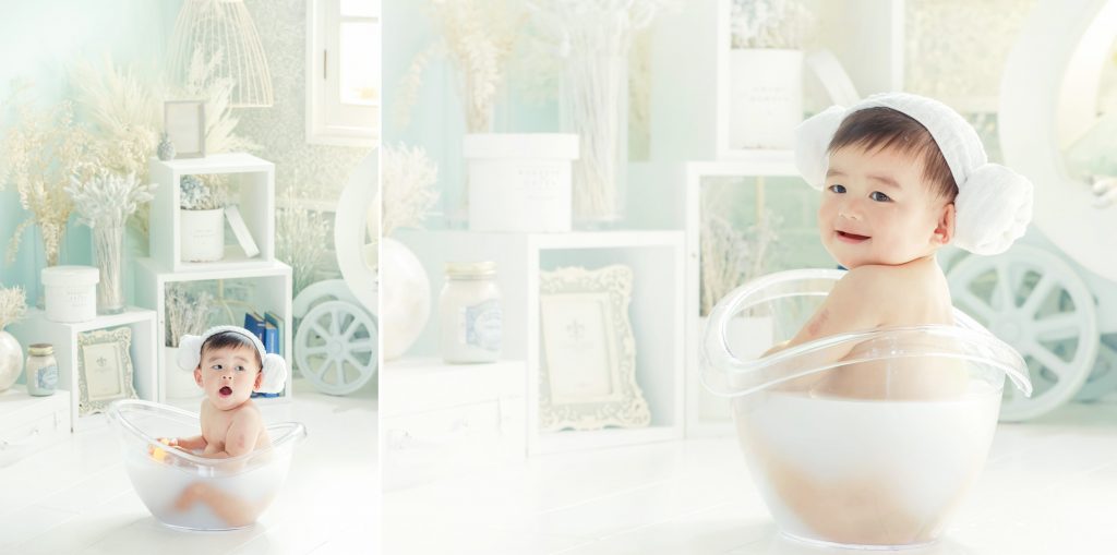 1歳記念に大人気のスマッシュケーキ撮影&ミルクバス撮影♡両方が叶う|栃木県小山市にある宇都宮市・栃木市・佐野市・古河市・結城・真岡市・久喜市からも近いライフスタジオ小山店