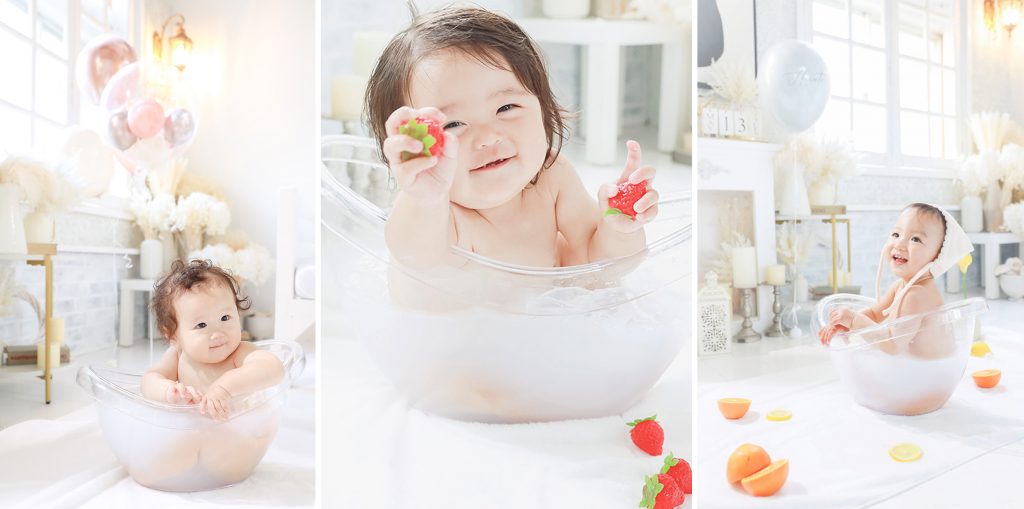 1歳記念に大人気のスマッシュケーキ撮影&ミルクバス撮影♡両方が叶う|栃木県小山市にある宇都宮市・栃木市・佐野市・古河市・結城・真岡市・久喜市からも近いライフスタジオ小山店