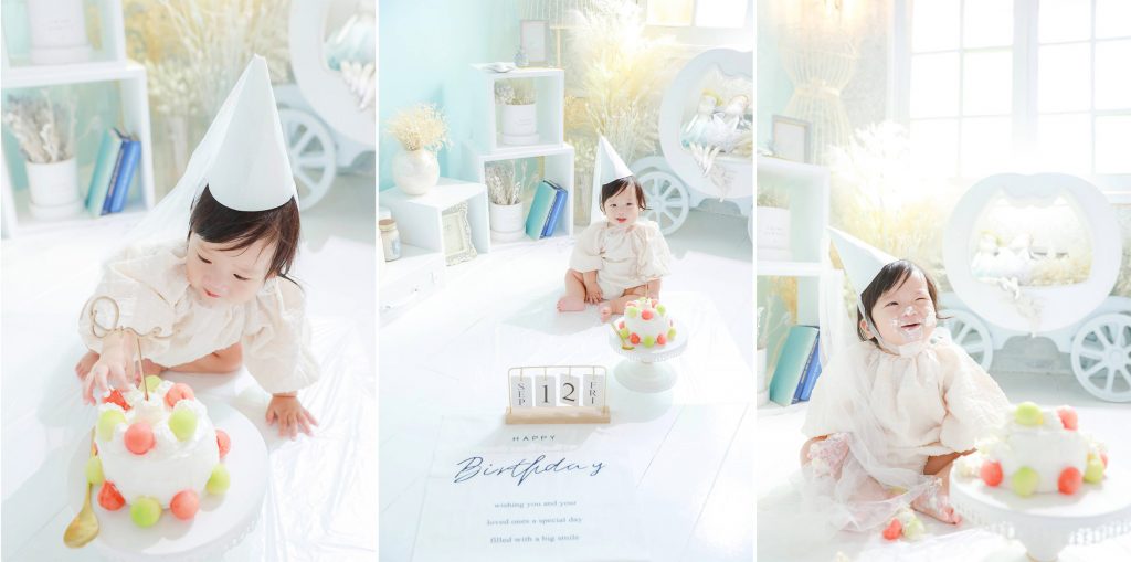 1歳記念に大人気のスマッシュケーキ撮影&ミルクバス撮影♡両方が叶う|栃木県小山市にある宇都宮市・栃木市・佐野市・古河市・結城・真岡市・久喜市からも近いライフスタジオ小山店