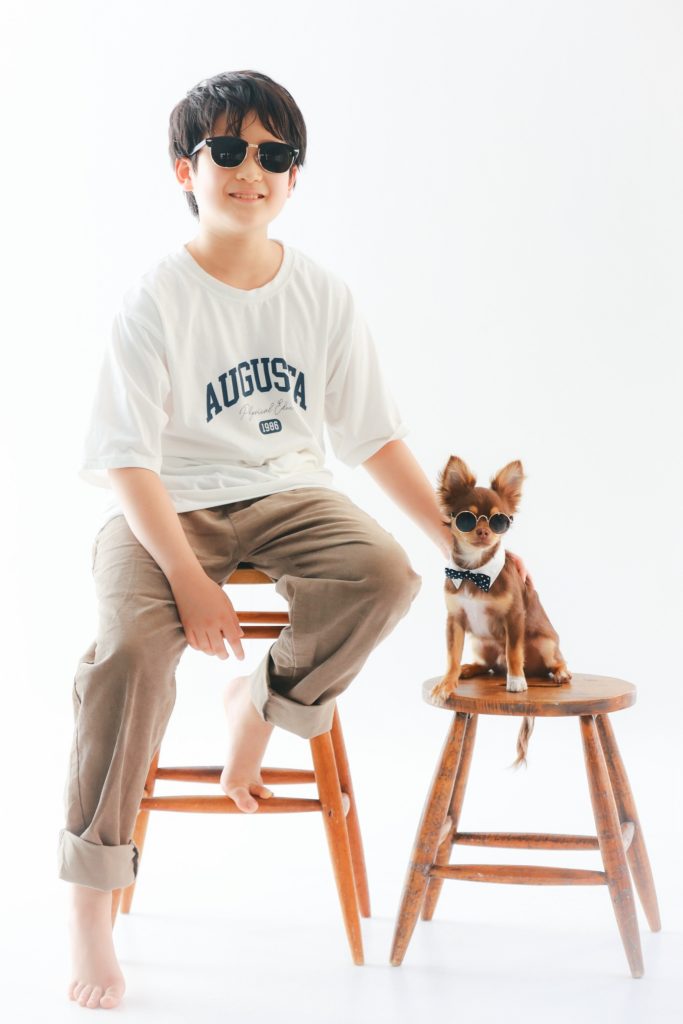 横浜フォトスタジオで犬と一緒の写真